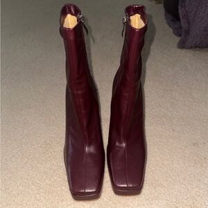 NWOB Nasty Gal maroon heeled boots